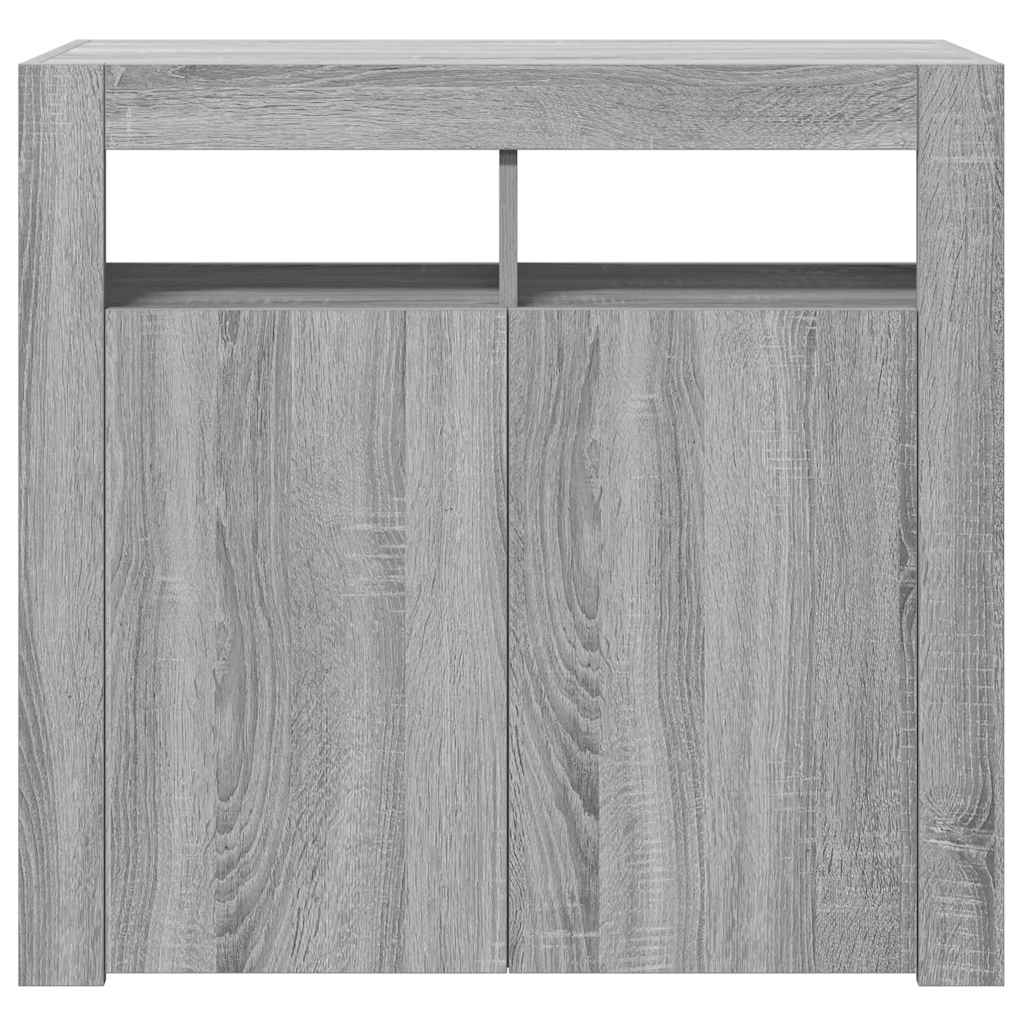 Sideboard with LED Lights Grey Sonoma 80x35x75 cm