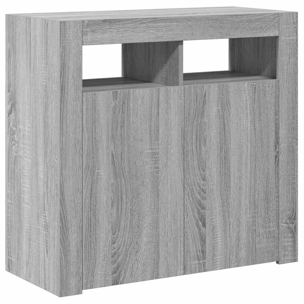Sideboard with LED Lights Grey Sonoma 80x35x75 cm