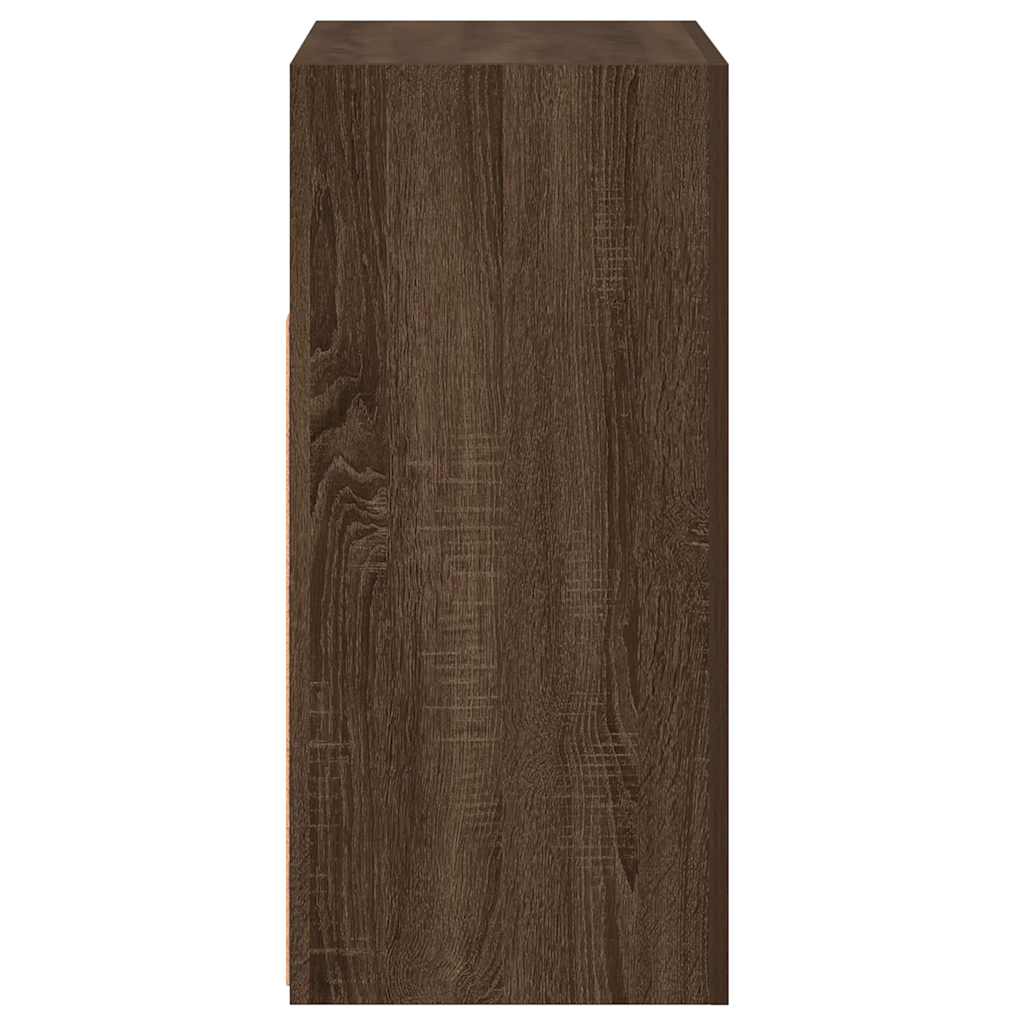 Sideboard with LED Lights Brown Oak 80x35x75 cm