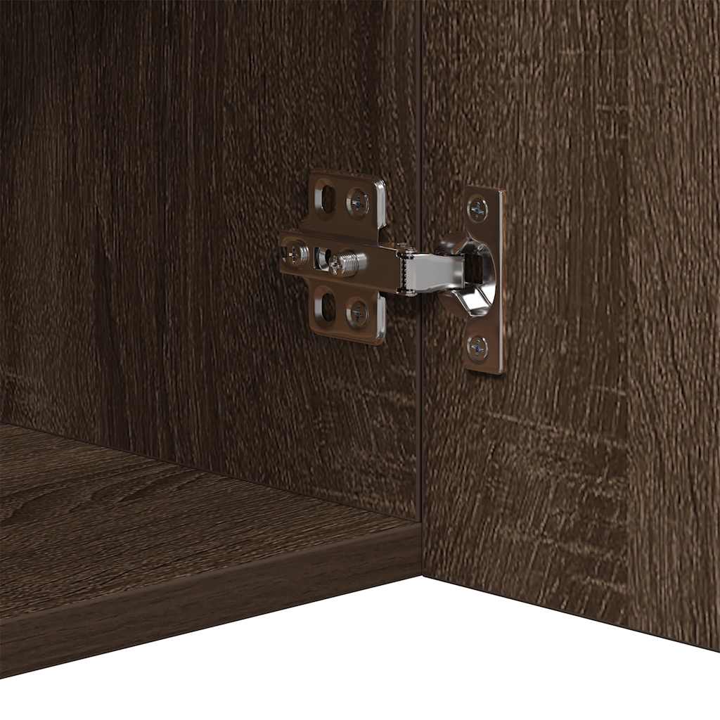 Sideboard with LED Lights Brown Oak 80x35x75 cm