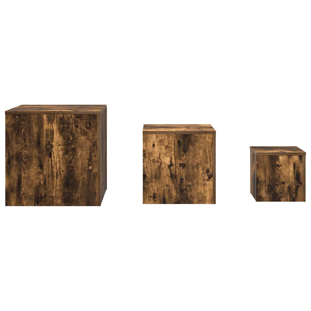 Side Tables 3 pcs Smoked Oak Engineered Wood
