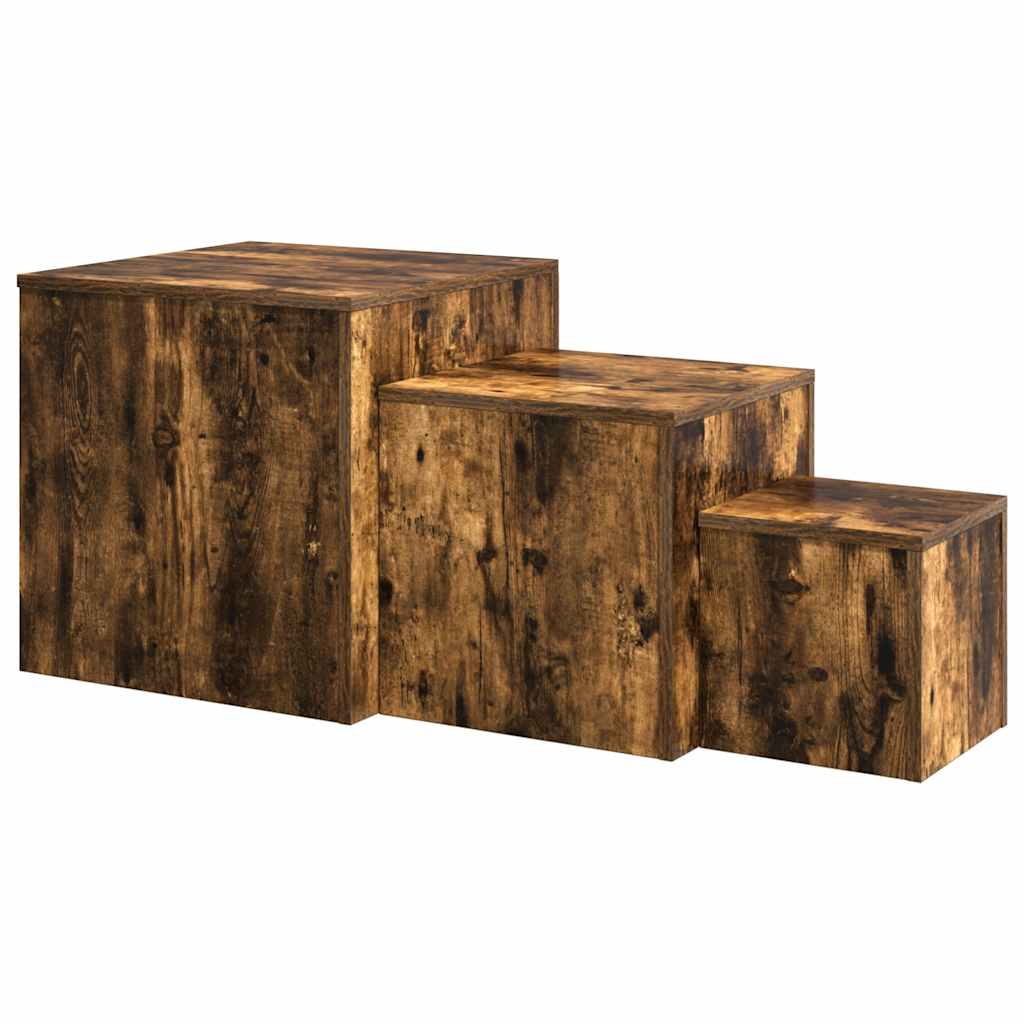 Side Tables 3 pcs Smoked Oak Engineered Wood
