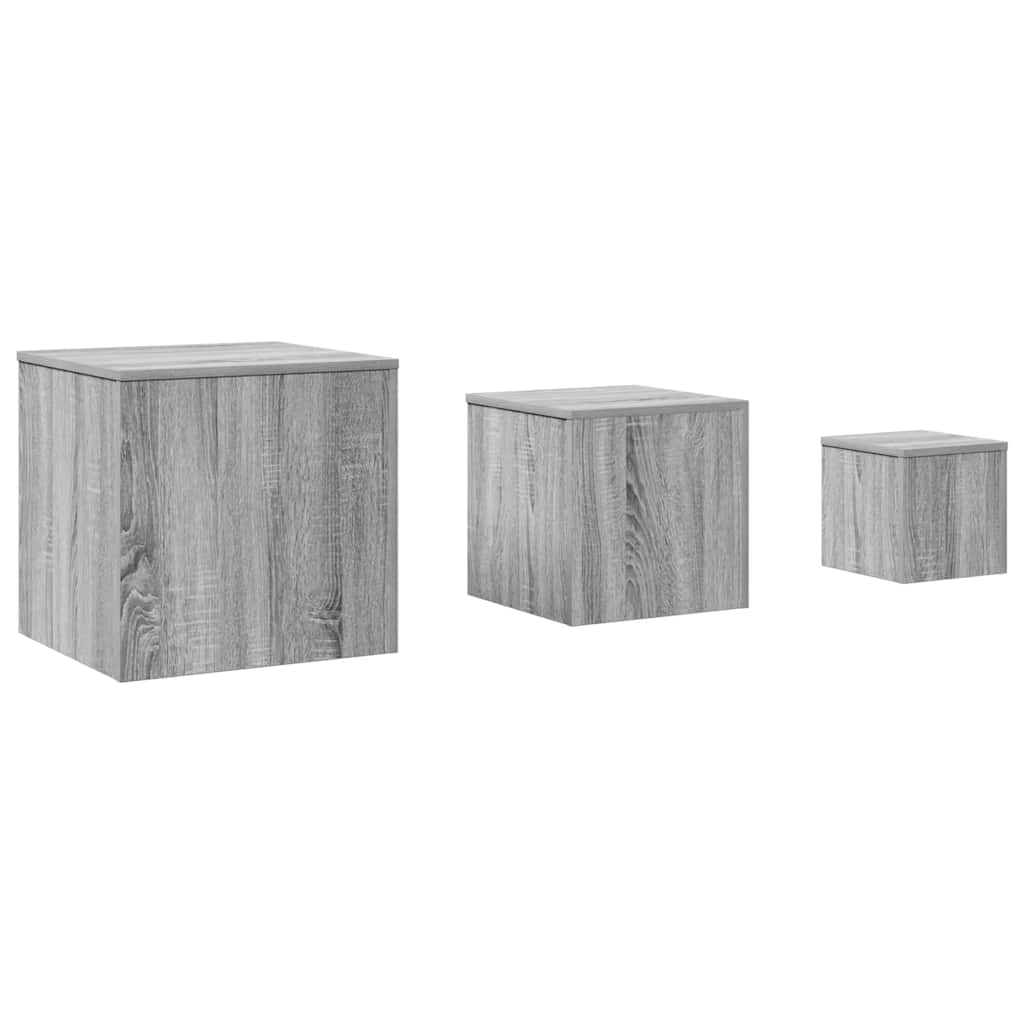 Side Tables 3 pcs Grey Sonoma Engineered Wood