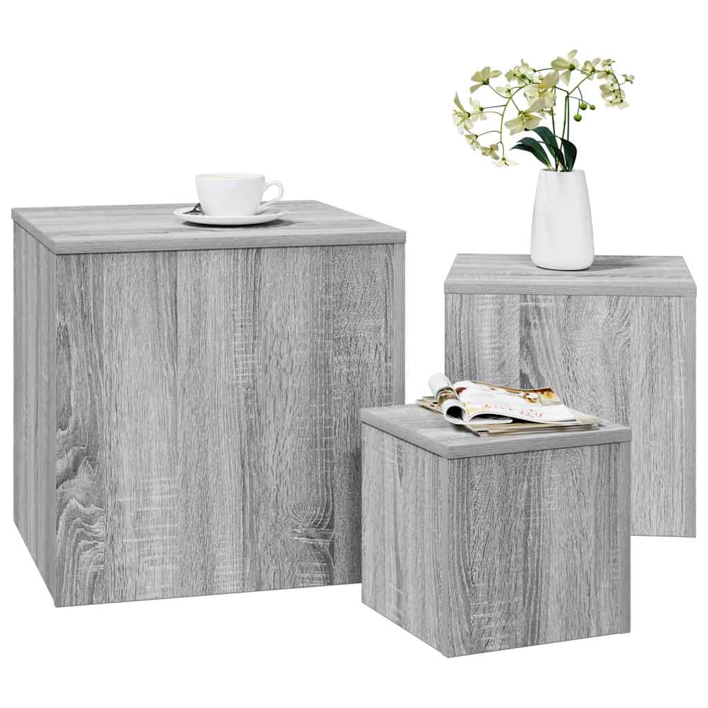 Side Tables 3 pcs Grey Sonoma Engineered Wood