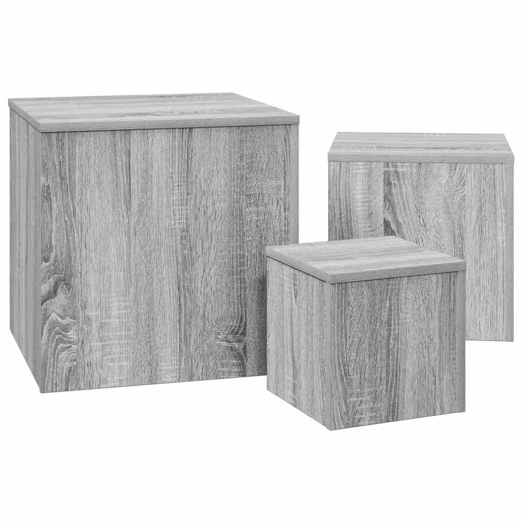 Side Tables 3 pcs Grey Sonoma Engineered Wood