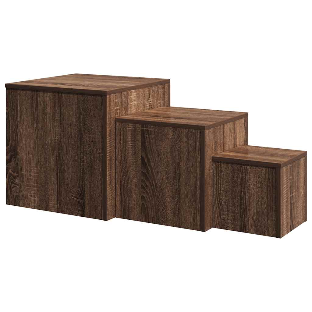 Side Tables 3 pcs Brown Oak Engineered Wood