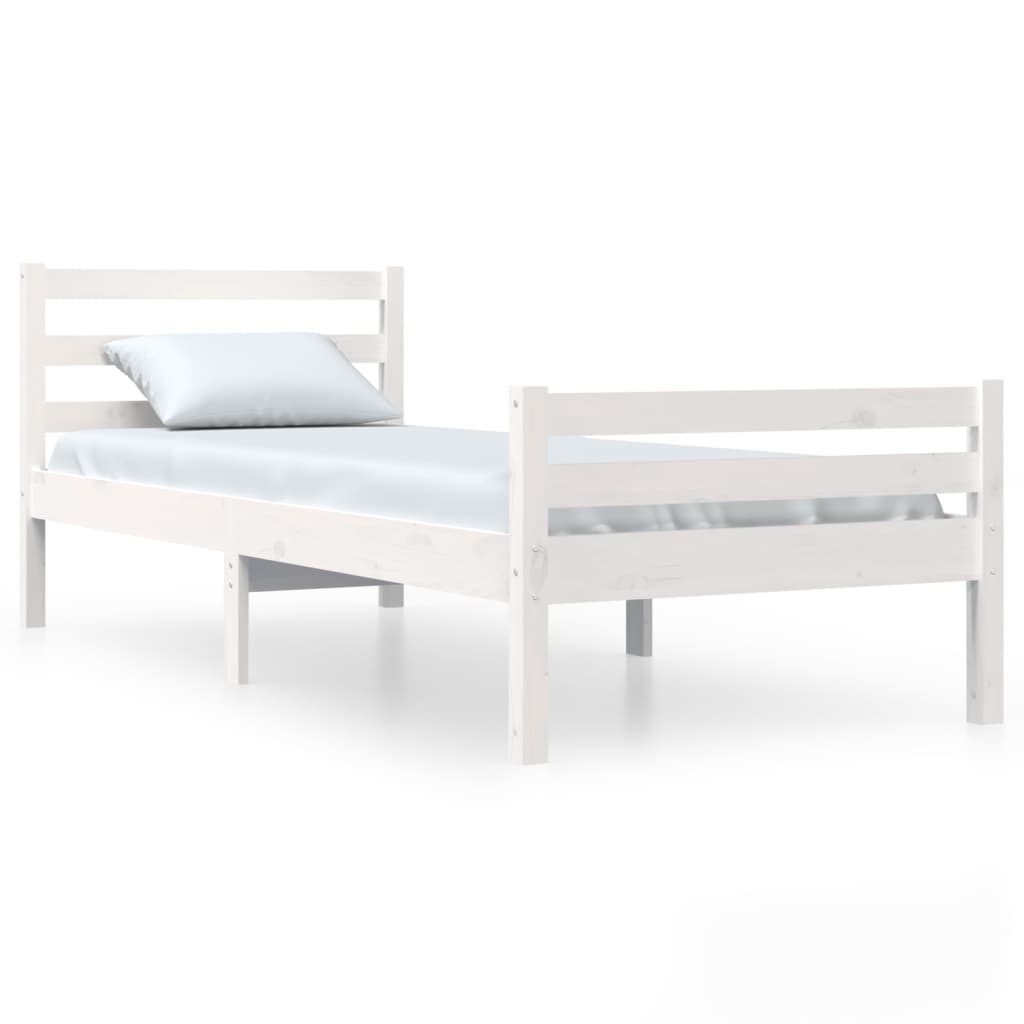 Bed Frame without Mattress White Solid Wood 90x200 cm