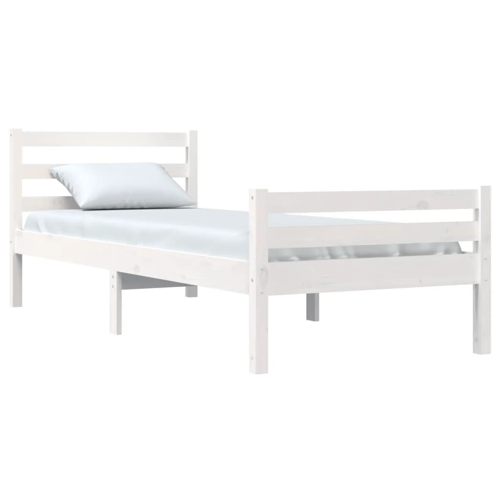 Bed Frame without Mattress White Solid Wood 90x200 cm