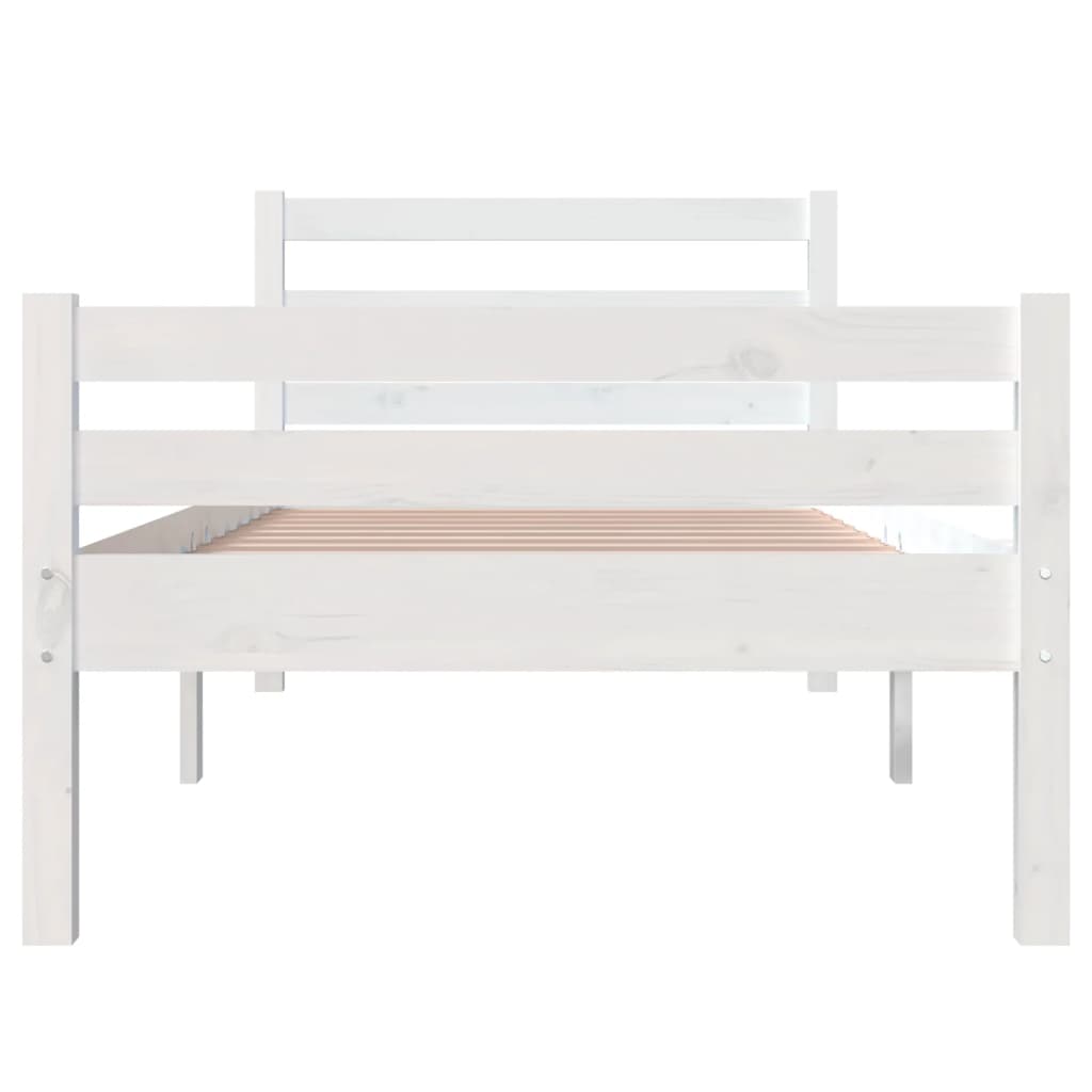 Bed Frame without Mattress White Solid Wood 90x200 cm