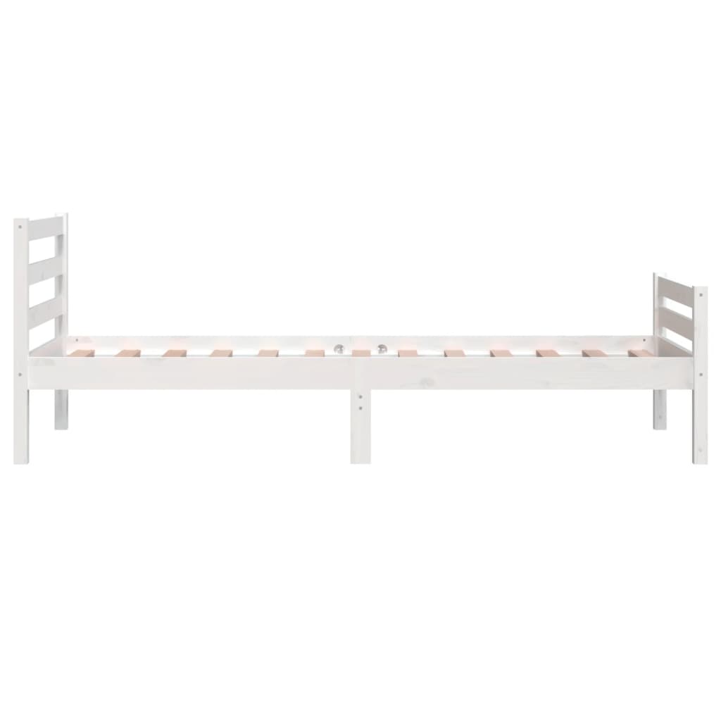 Bed Frame without Mattress White Solid Wood 90x200 cm
