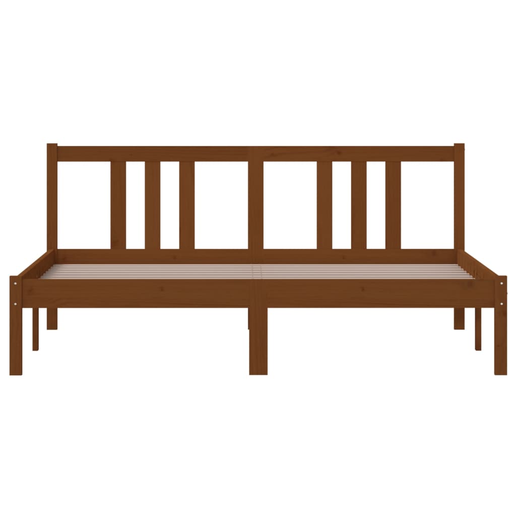 Bed Frame without Mattress Honey Brown Solid Wood 150x200 cm King Size