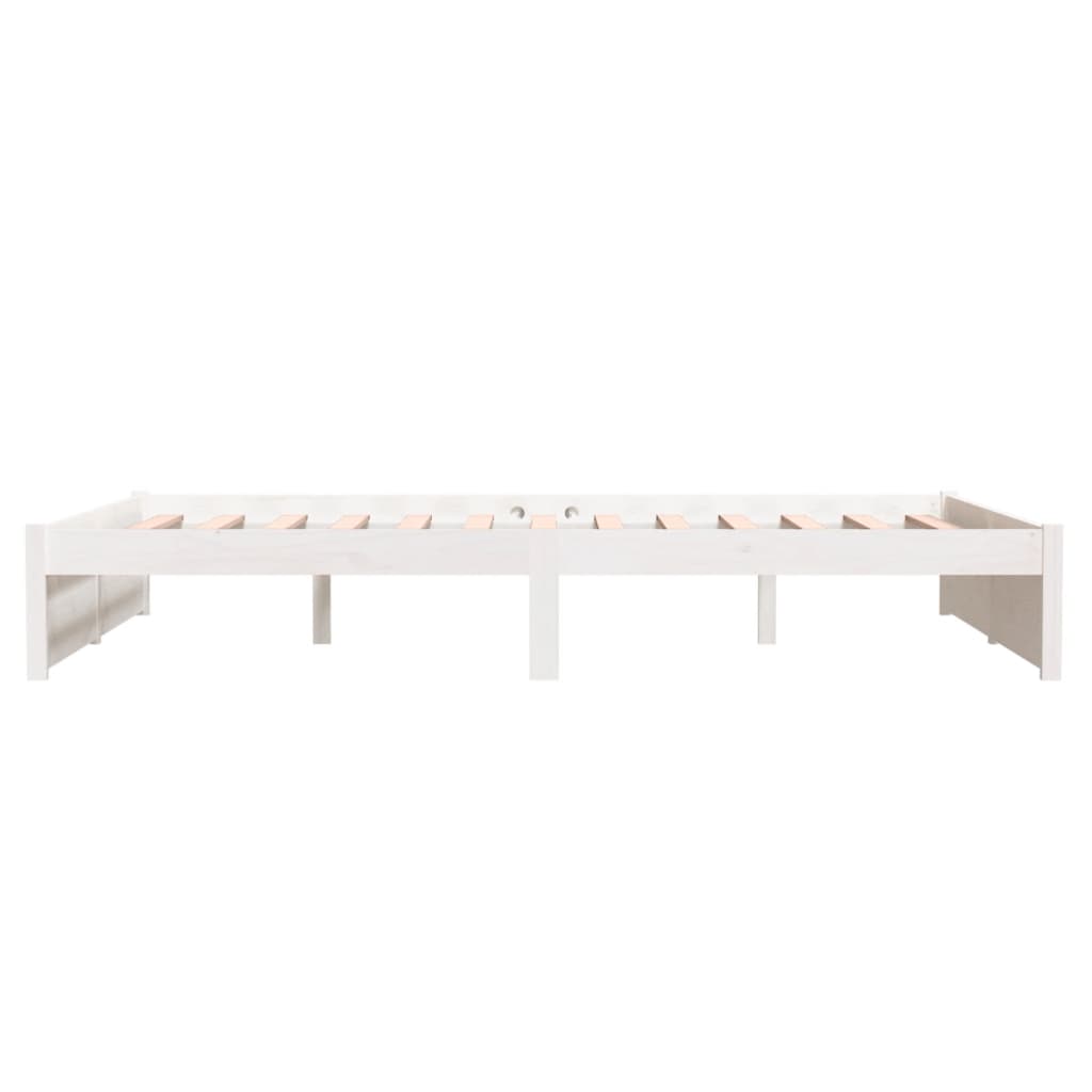 Bed Frame without Mattress White Solid Wood 135x190 cm Double Double