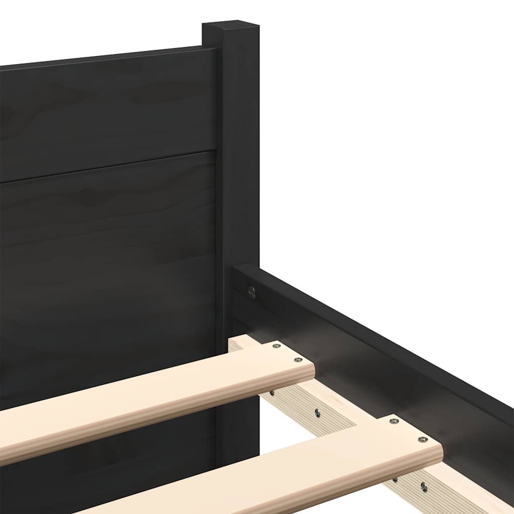 Bed Frame without Mattress Black Solid Wood 150x200 cm King Size King Size