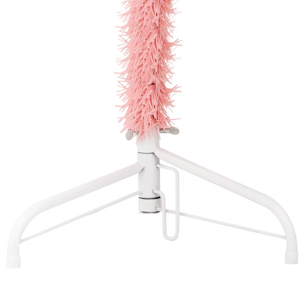 Slim Artificial Half Christmas Tree with Stand Pink 120 cm