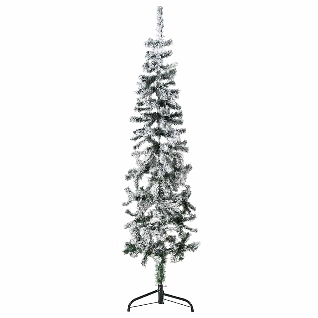 Slim Artificial Half Christmas Tree with Flocked Snow 150 cm