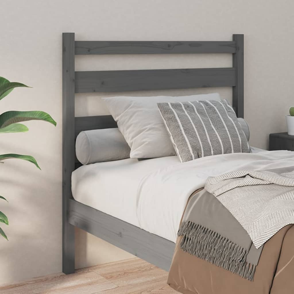 Bed Headboard Grey 96x4x100 cm Solid Wood Pine