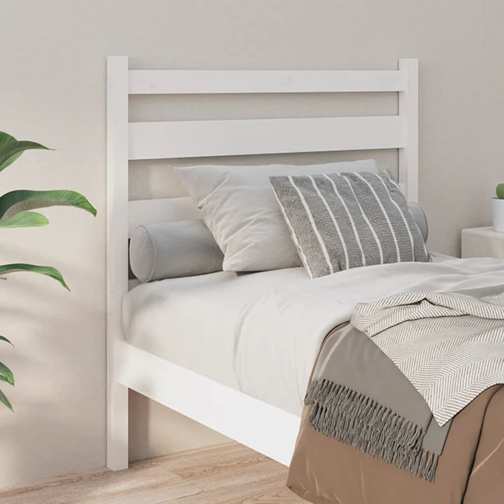 Bed Headboard White 106x4x100 cm Solid Wood Pine