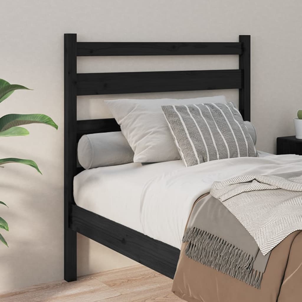 Bed Headboard Black 106x4x100 cm Solid Wood Pine