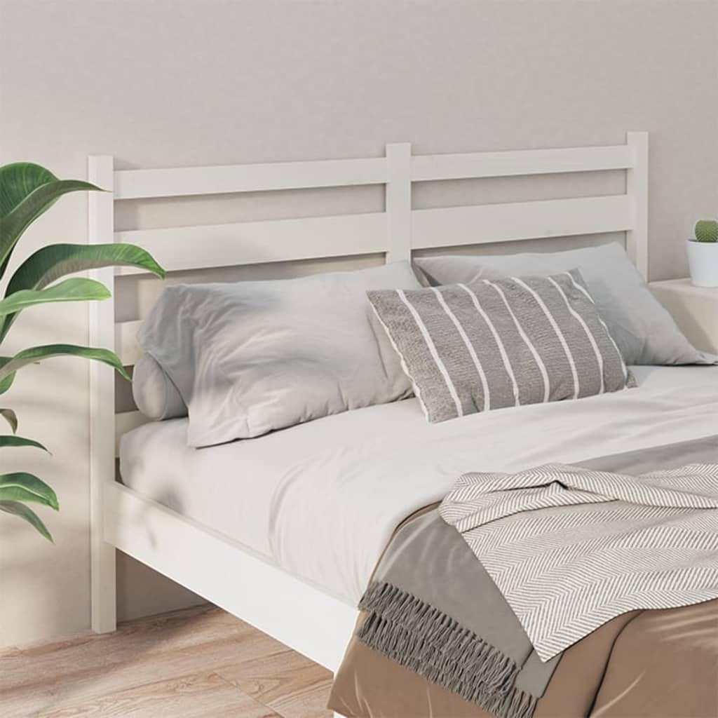 Bed Headboard White 126x4x100 cm Solid Wood Pine