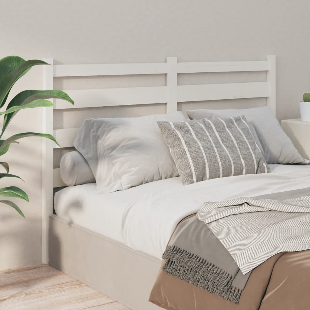 Bed Headboard White 126x4x100 cm Solid Wood Pine