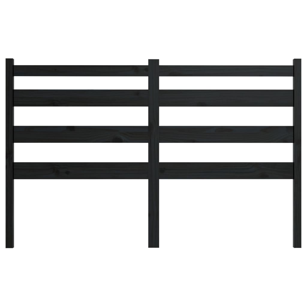Bed Headboard Black 126x4x100 cm Solid Wood Pine