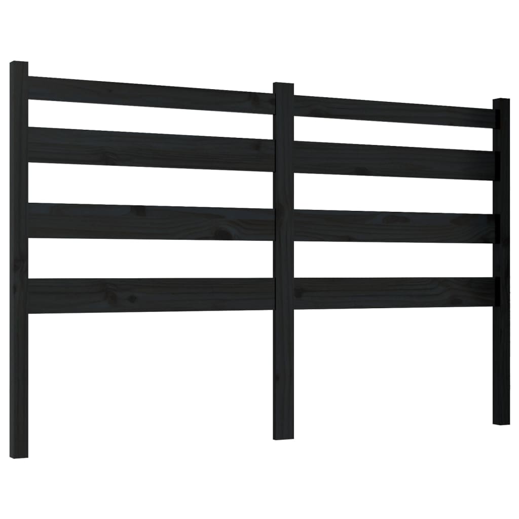 Bed Headboard Black 146x4x100 cm Solid Wood Pine