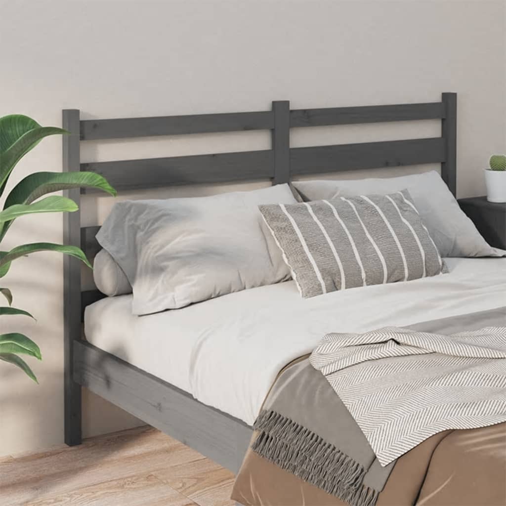 Bed Headboard Grey 156x4x100 cm Solid Wood Pine