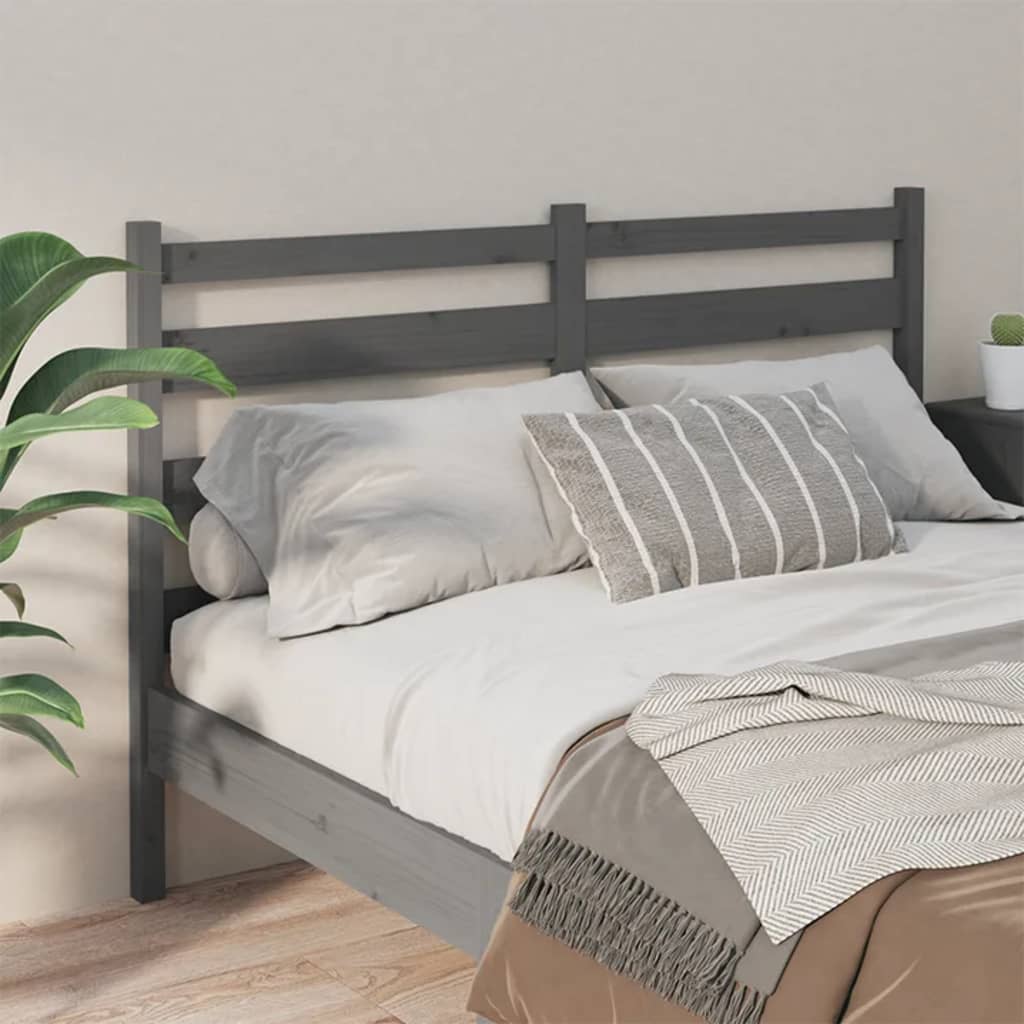 Bed Headboard Grey 166x4x100 cm Solid Wood Pine