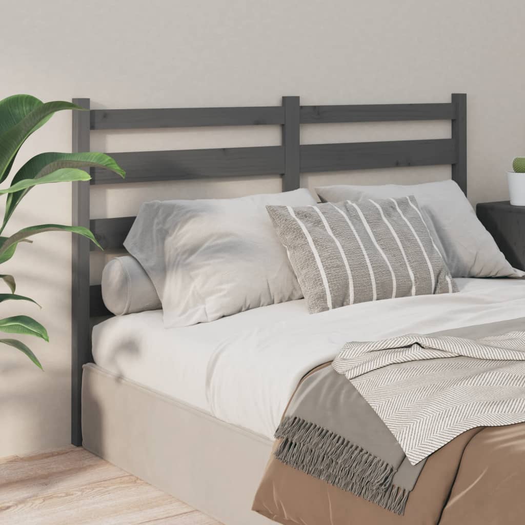 Bed Headboard Grey 166x4x100 cm Solid Wood Pine