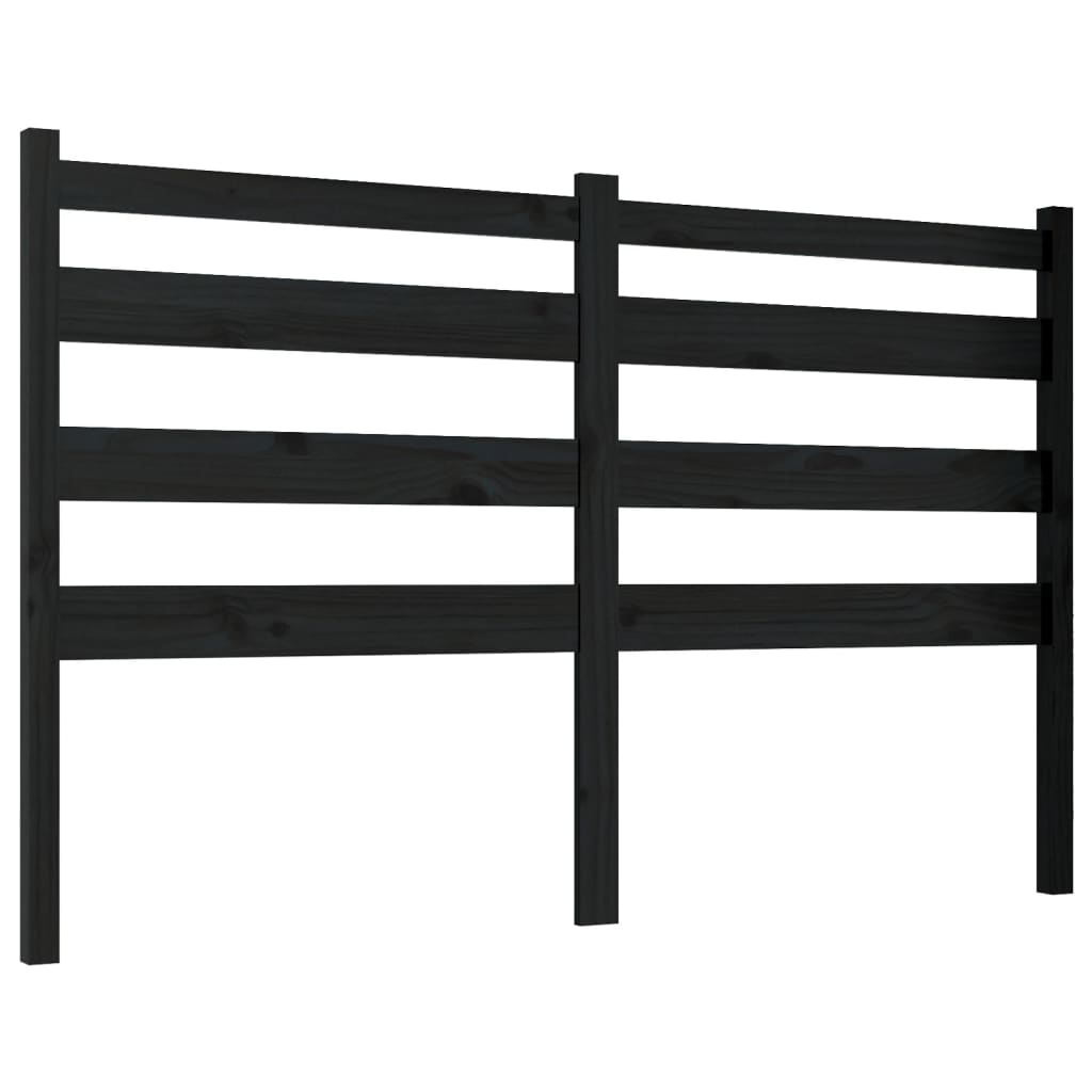 Bed Headboard Black 166x4x100 cm Solid Wood Pine