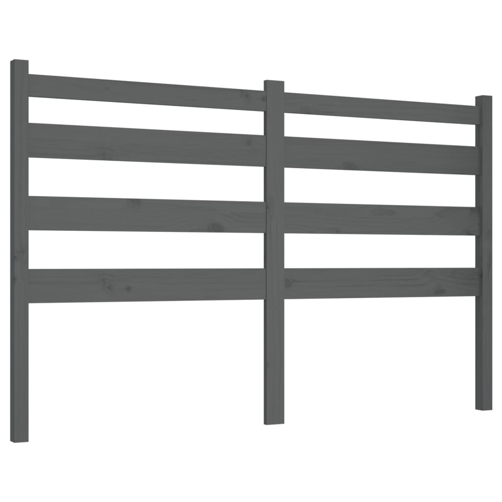 Bed Headboard Grey 206x4x100 cm Solid Wood Pine