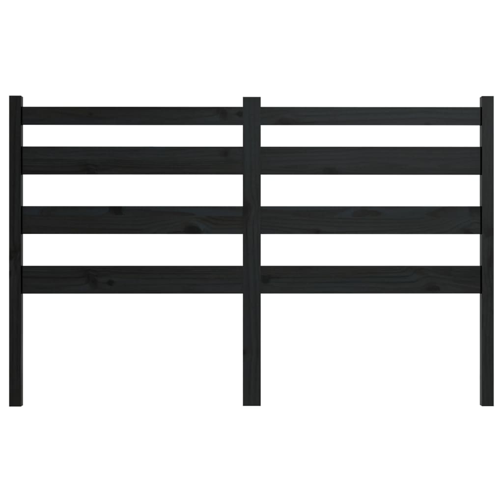 Bed Headboard Black 206x4x100 cm Solid Wood Pine
