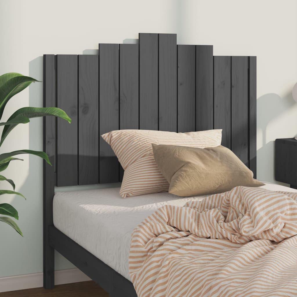Bed Headboard Grey 106x4x110 cm Solid Wood Pine