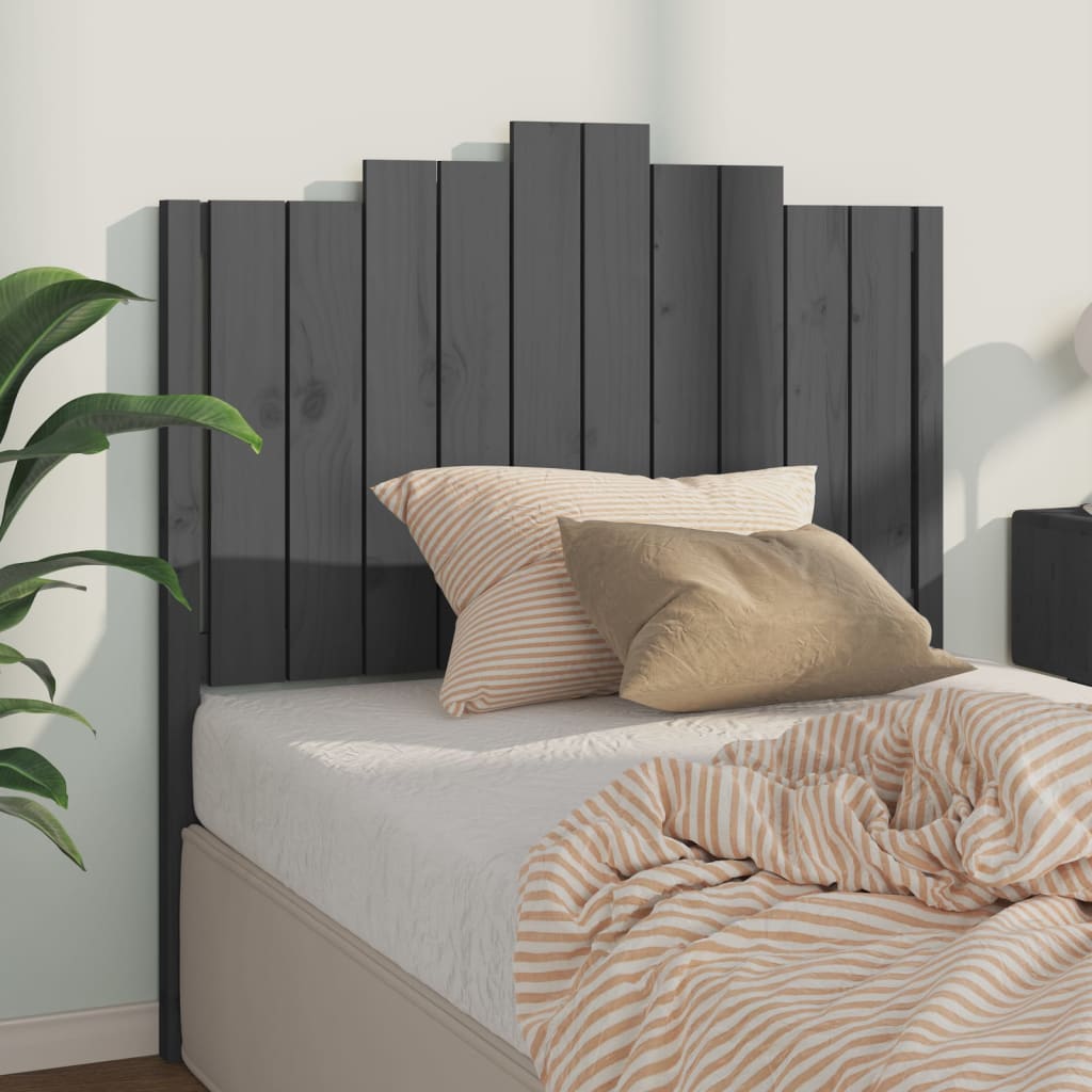 Bed Headboard Grey 106x4x110 cm Solid Wood Pine