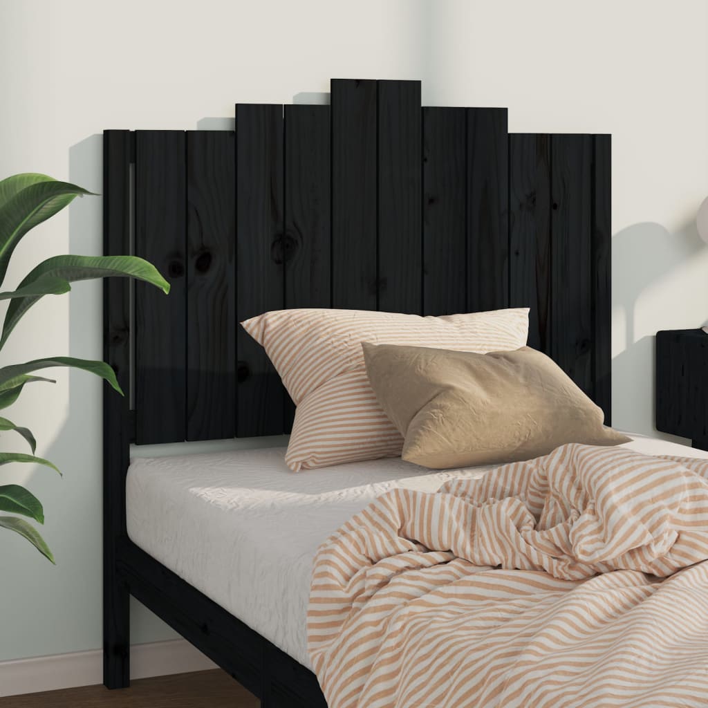 Bed Headboard Black 106x4x110 cm Solid Wood Pine