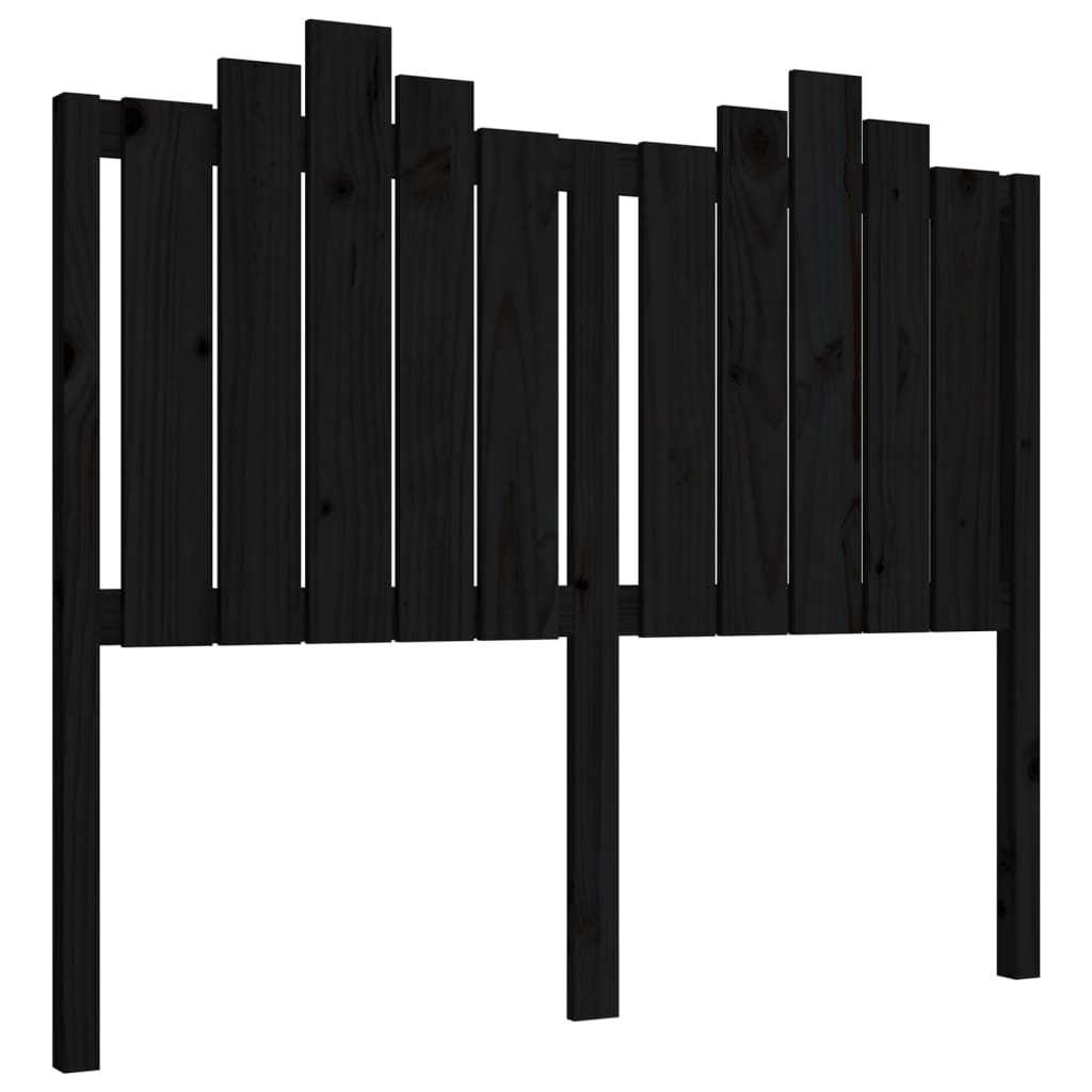 Bed Headboard Black 126x4x110 cm Solid Wood Pine