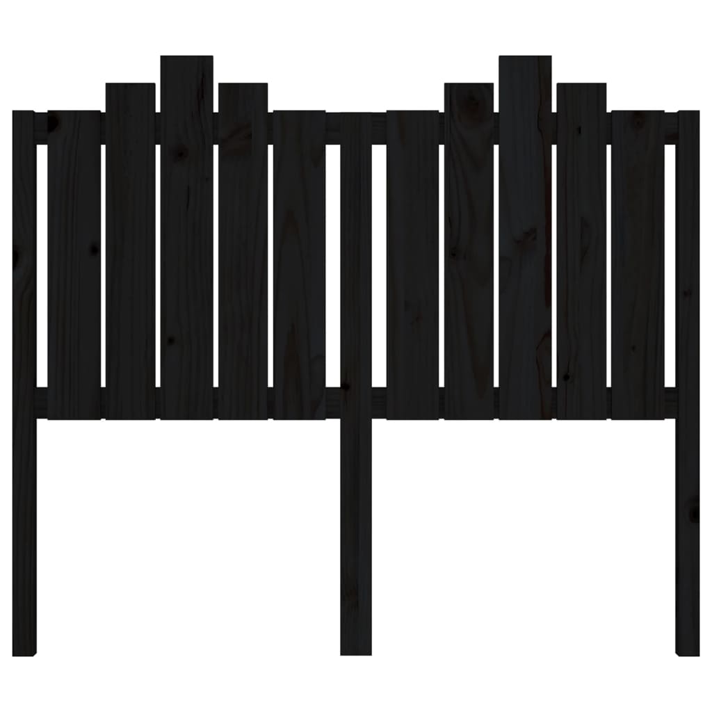 Bed Headboard Black 126x4x110 cm Solid Wood Pine