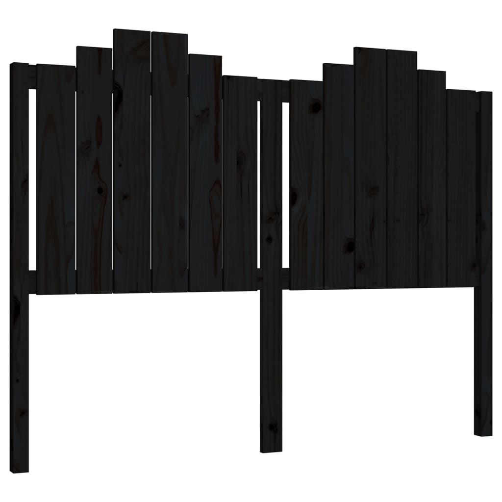 Bed Headboard Black 146x4x110 cm Solid Wood Pine
