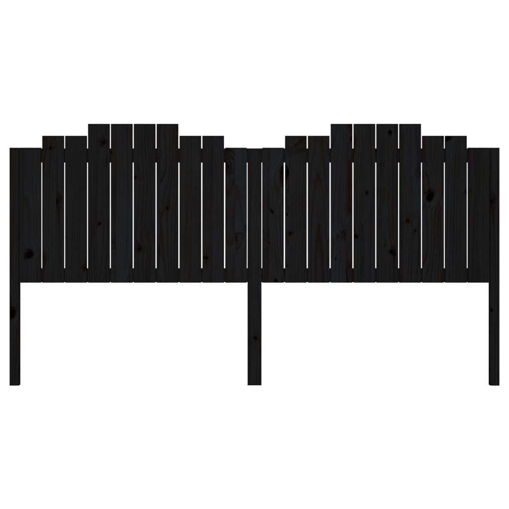 Bed Headboard Black 206x4x110 cm Solid Wood Pine