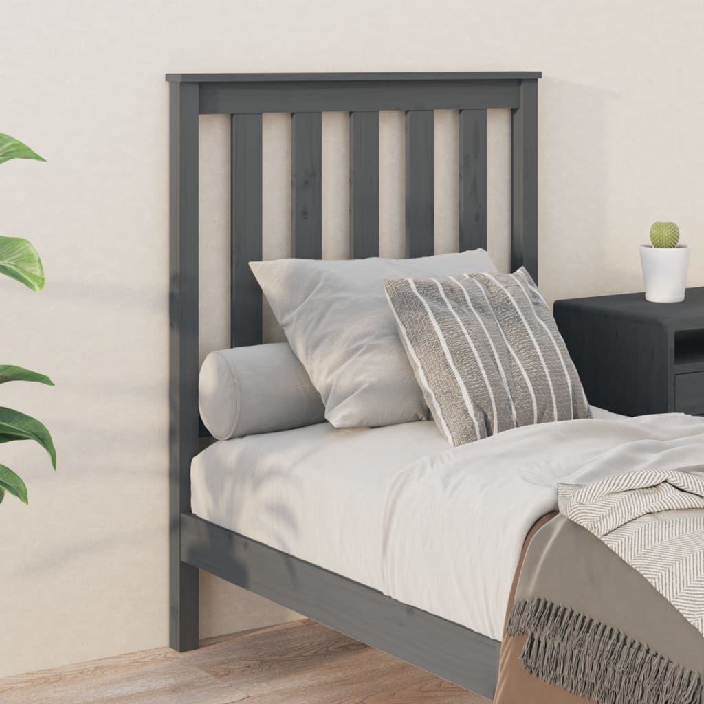 Bed Headboard Grey 81x6x101 cm Solid Wood Pine
