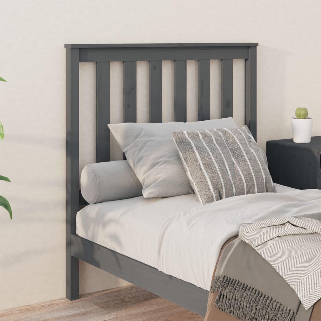 Bed Headboard Grey 96x6x101 cm Solid Wood Pine