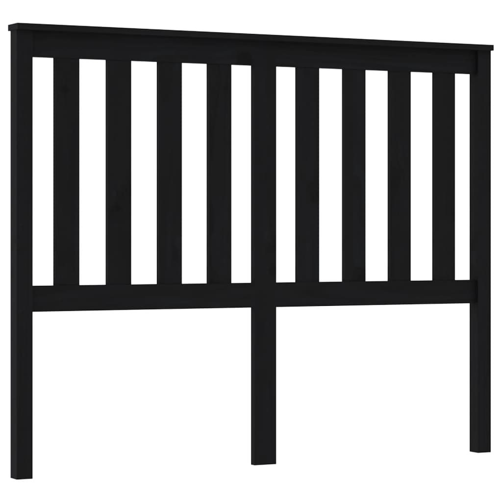 Bed Headboard Black 126x6x101 cm Solid Wood Pine