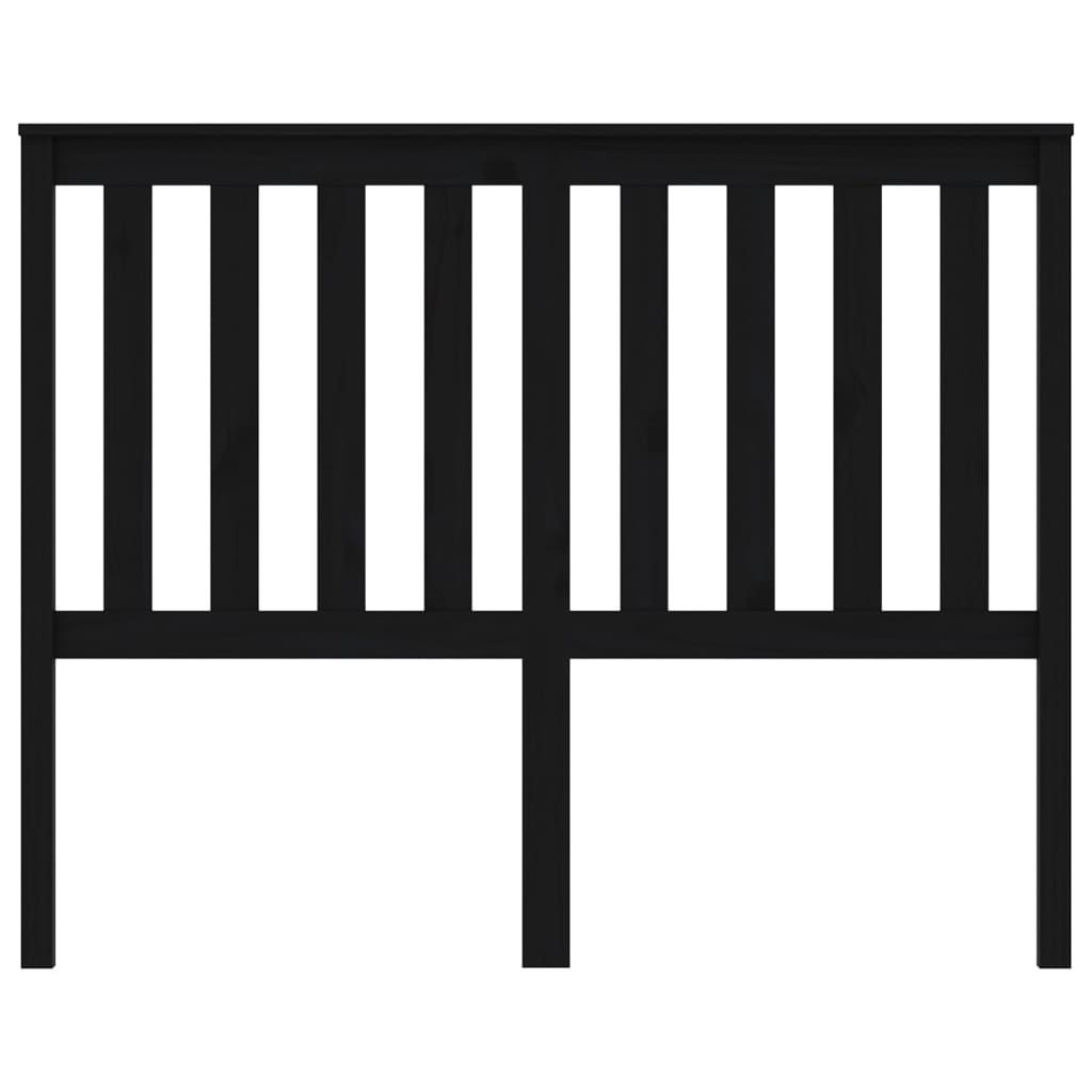 Bed Headboard Black 126x6x101 cm Solid Wood Pine