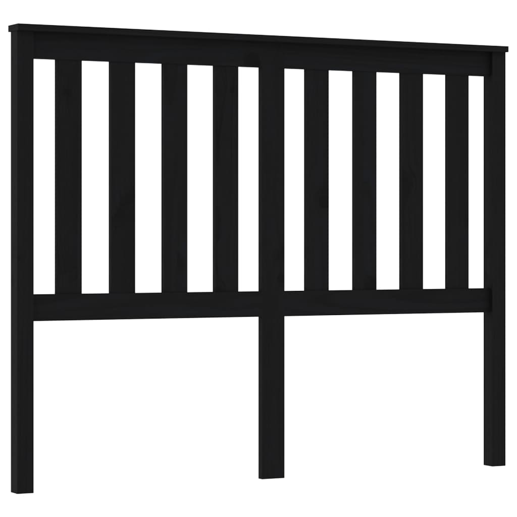 Bed Headboard Black 146x6x101 cm Solid Wood Pine