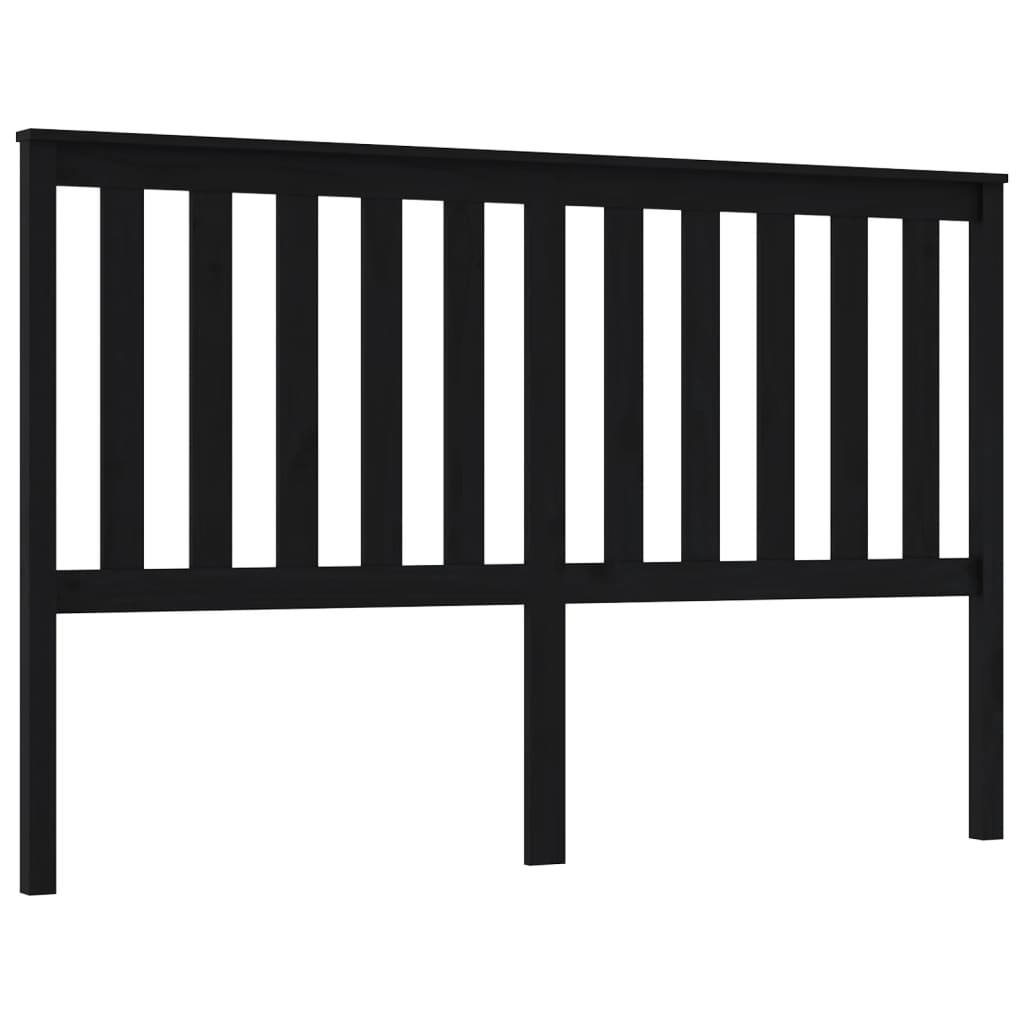 Bed Headboard Black 166x6x101 cm Solid Wood Pine