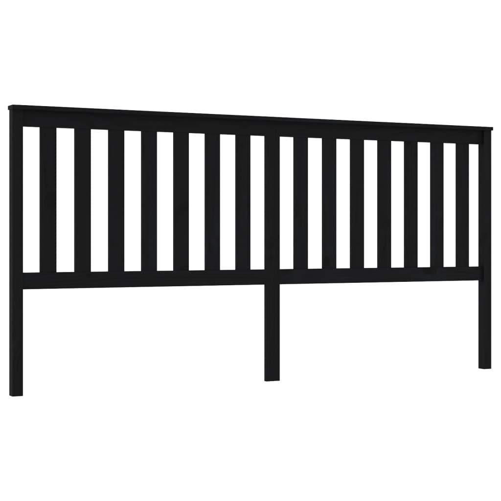 Bed Headboard Black 206x6x101 cm Solid Wood Pine