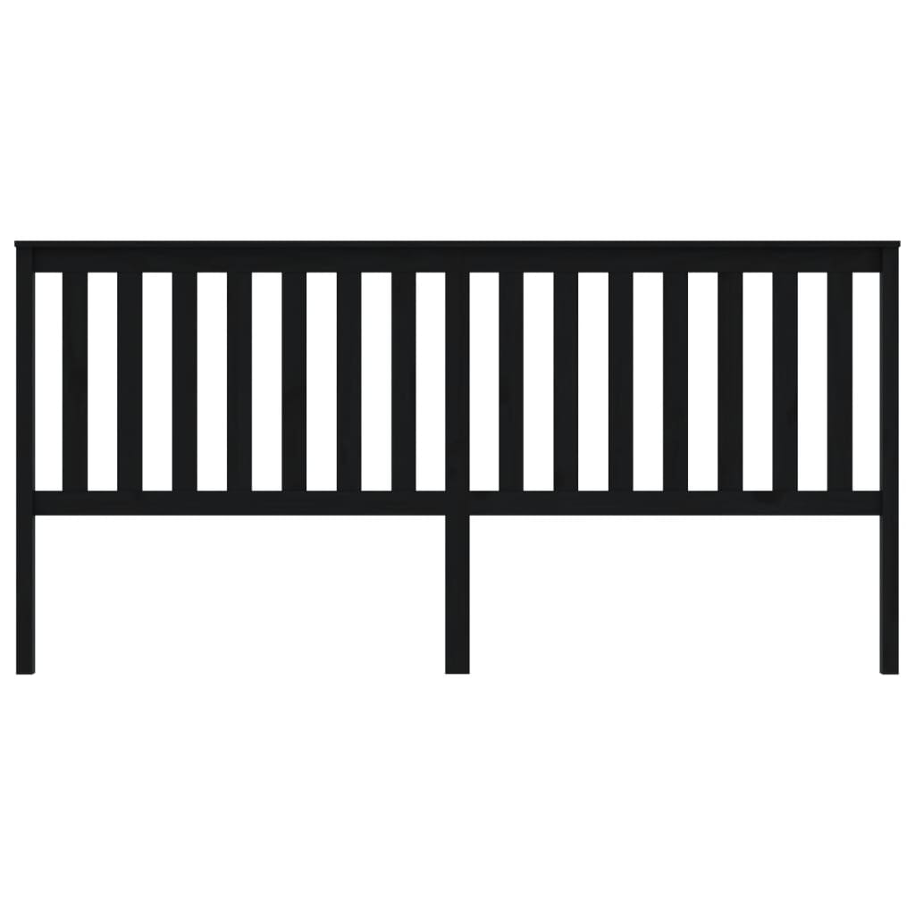 Bed Headboard Black 206x6x101 cm Solid Wood Pine