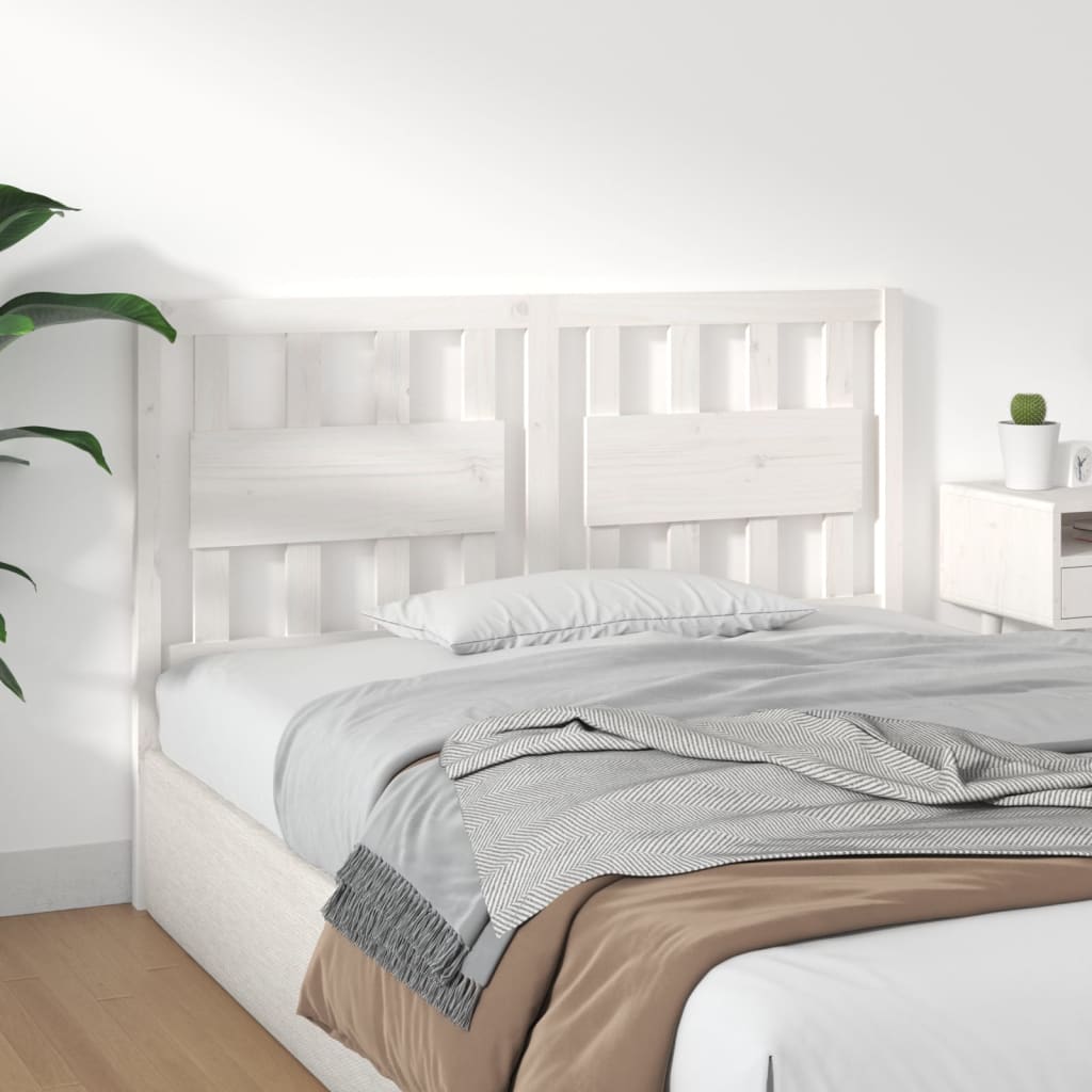 Bed Headboard White 125.5x4x100 cm Solid Wood Pine