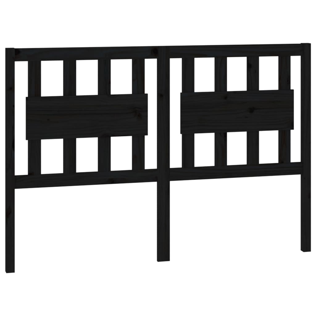 Bed Headboard Black 125.5x4x100 cm Solid Wood Pine