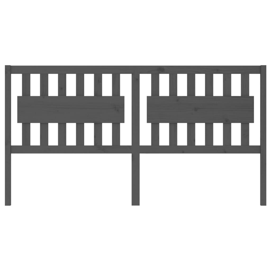 Bed Headboard Grey 185.5x4x100 cm Solid Wood Pine